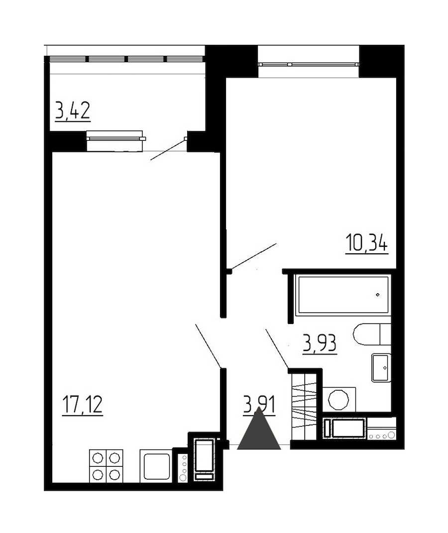 Однокомнатная квартира в : площадь 34.7 м2 , этаж: 11 – купить в Санкт-Петербурге